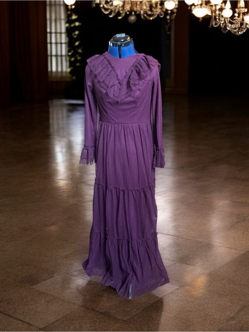 Amine huma  modest dress!  purple burgundy nwt.